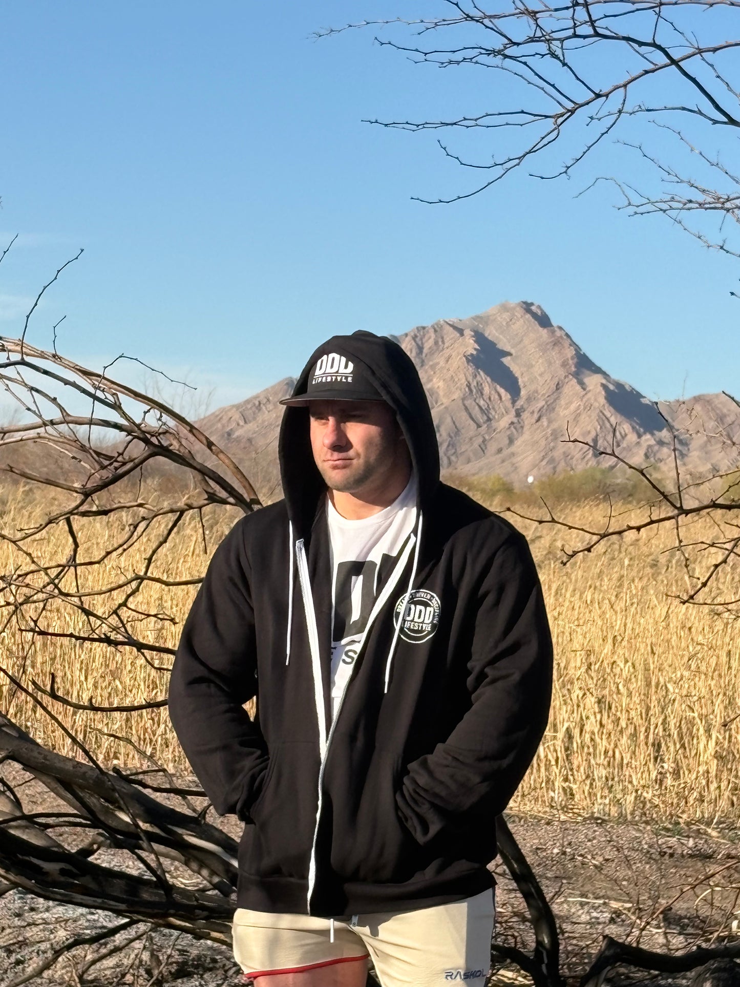 DDD Lifestyle Zip-Up Hoodie - Black with White Logo