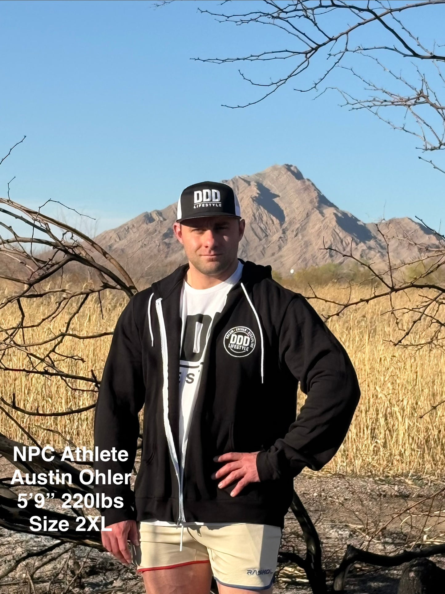 DDD Lifestyle Zip-Up Hoodie - Black with White Logo