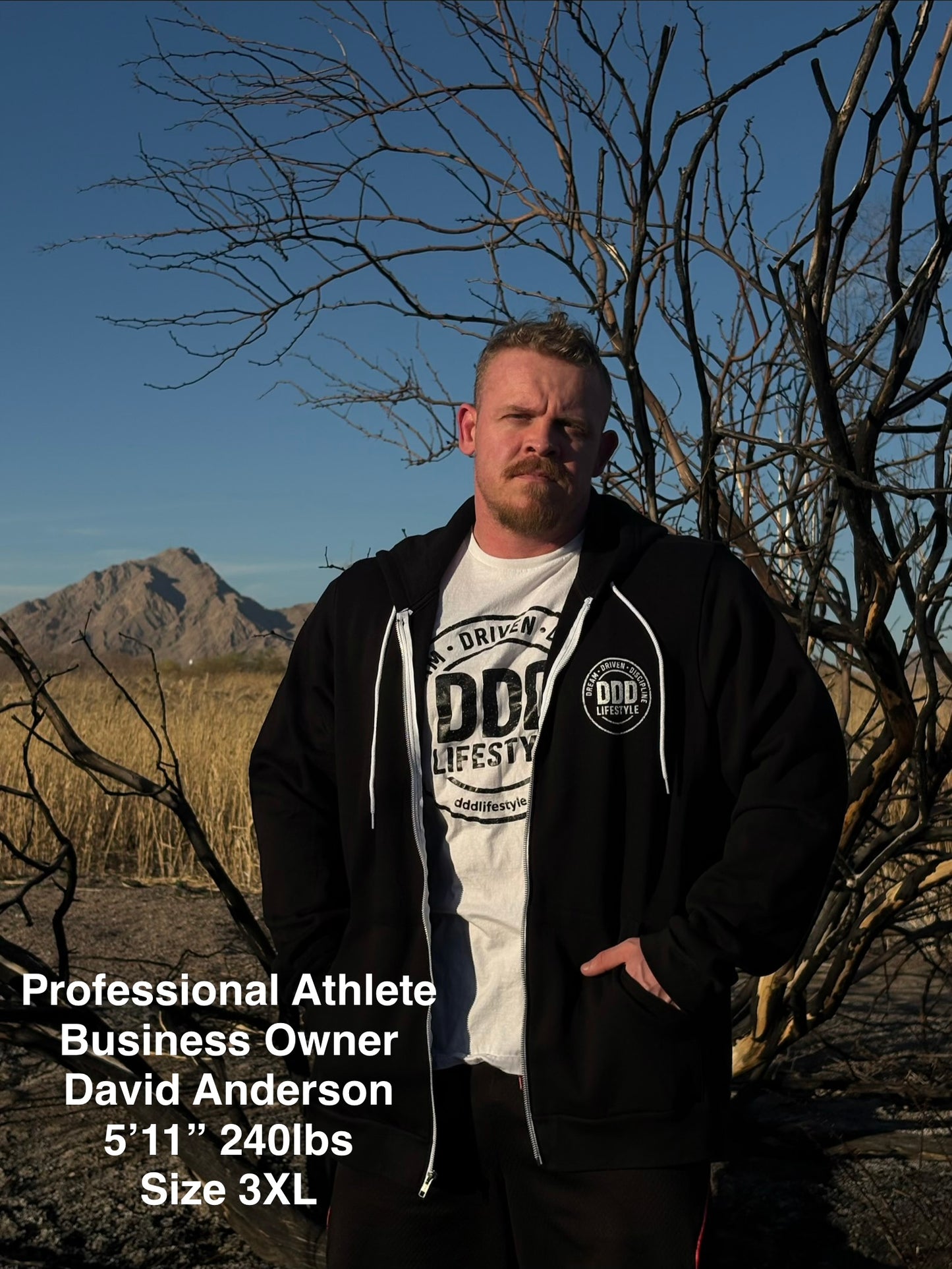 DDD Lifestyle Zip-Up Hoodie - Black with White Logo