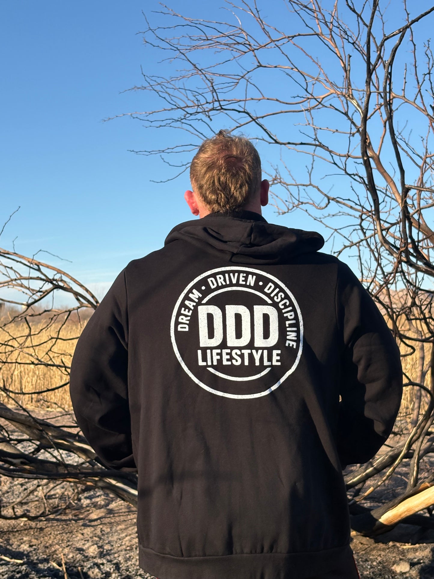 DDD Lifestyle Zip-Up Hoodie - Black with White Logo