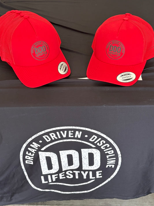DDD Lifestyle Trucker Hat - Black on Red