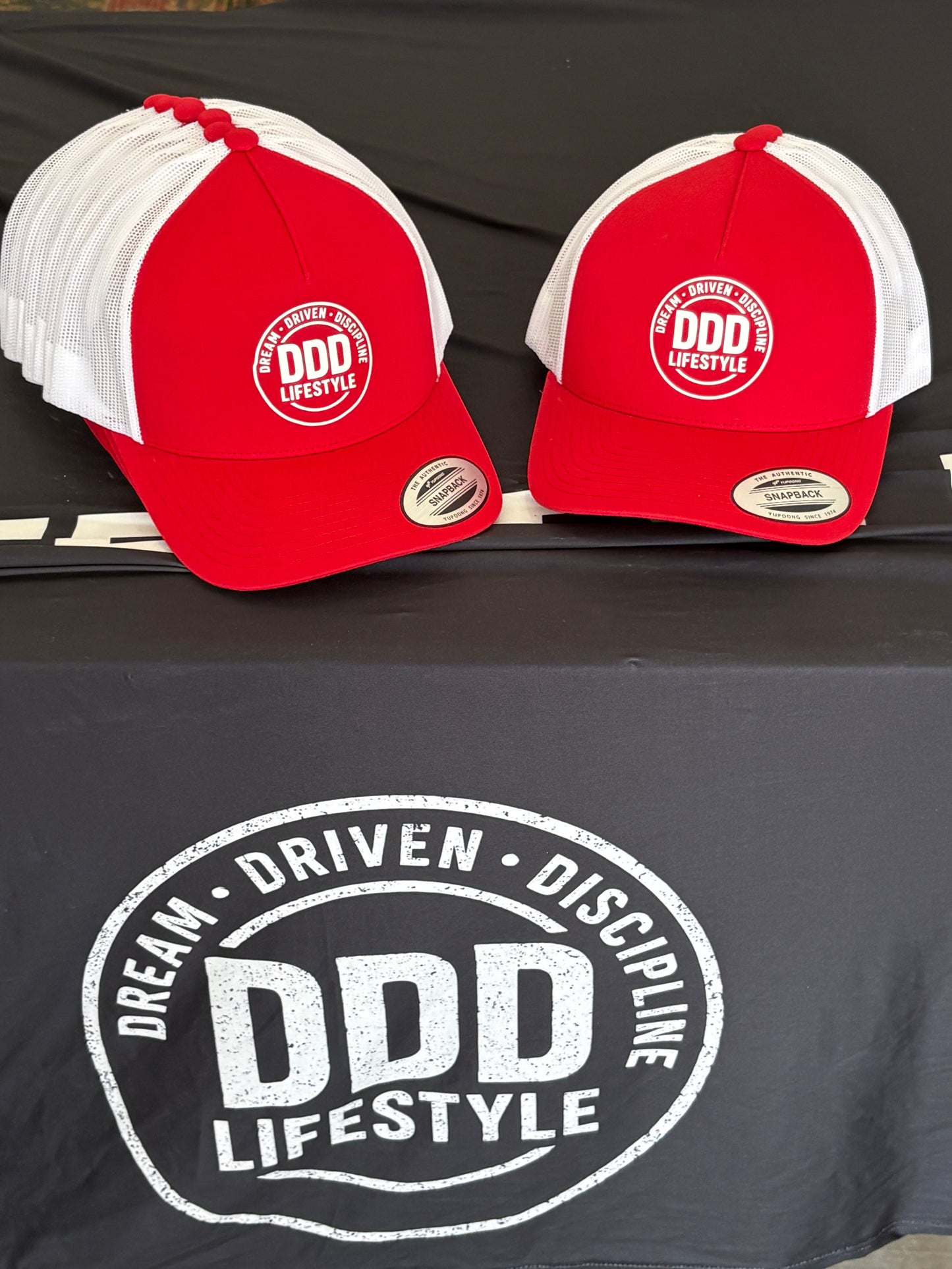 DDD Lifestyle Trucker Hat - White on Red